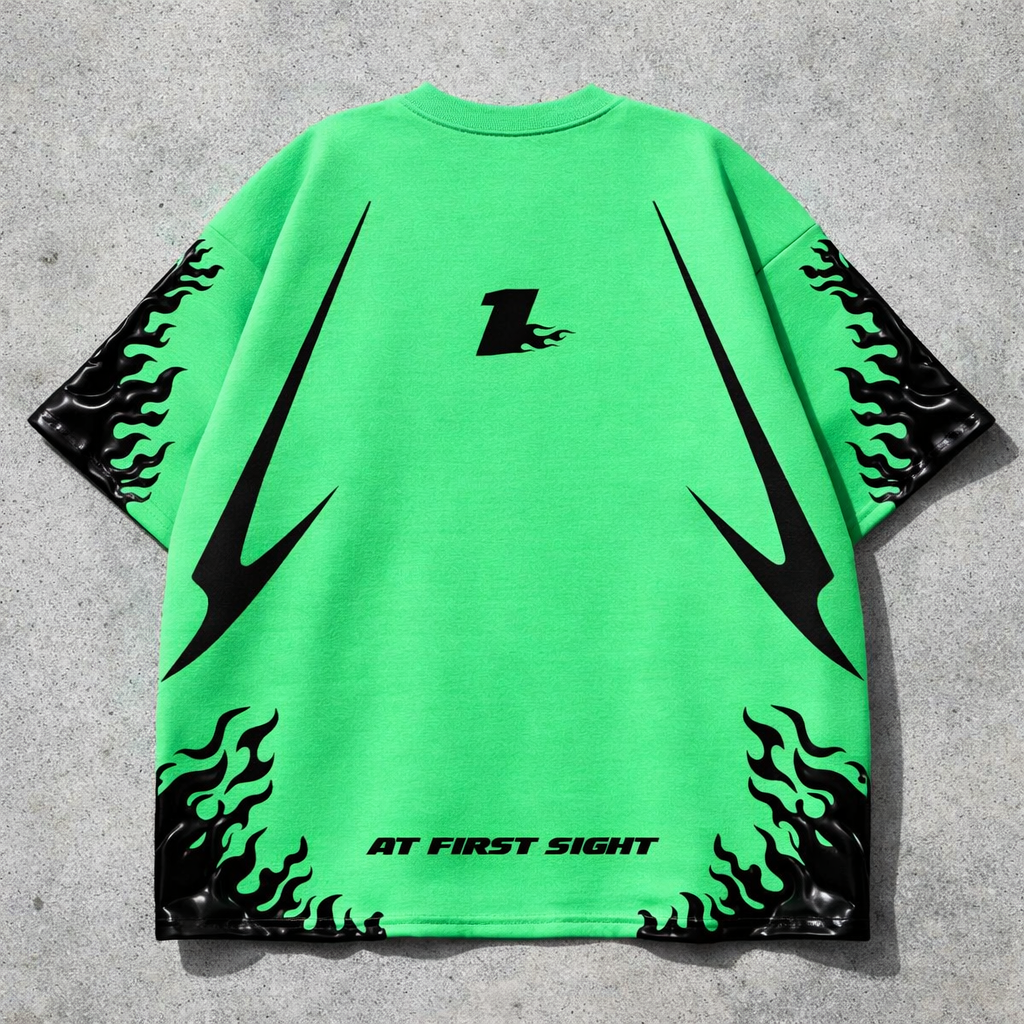 Concept Only, Not for Sale. AT FIRST SIGHT Green Oversized Heavyweight T-Shirt
