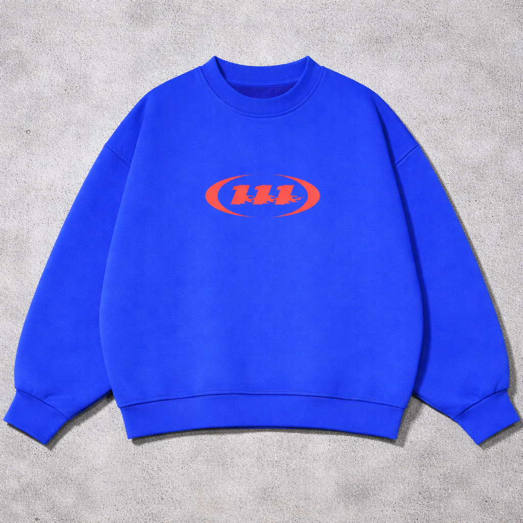Concept Only, Not for Sale. AT FIRST SIGHT Blue Heavyweight Crewneck