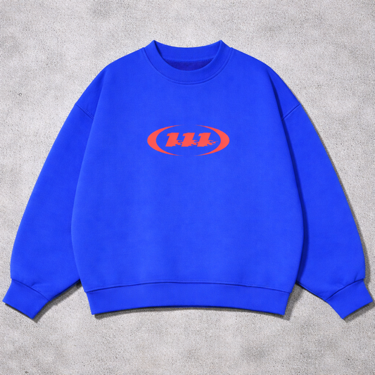 Concept Only, Not for Sale. AT FIRST SIGHT Blue Heavyweight Crewneck