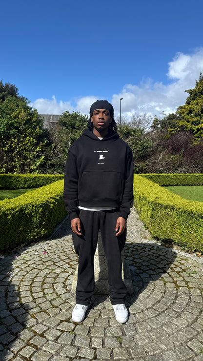At First Sight Black Cropped Heavyweight Hoodie